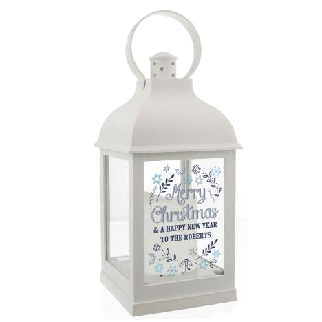 Personalised Christmas Frost White Lantern